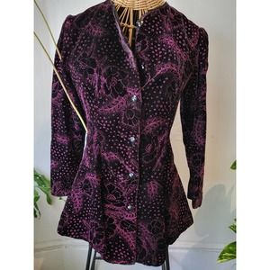 Vintage Cotton Velvet Pink Glitter Bustle Jacket